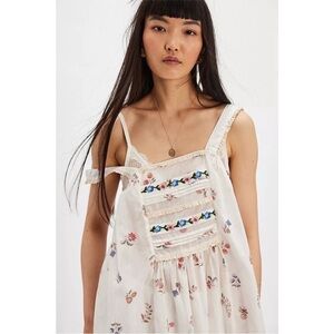 NWT FREE PEOPLE The Way Back Maxi Top Floral Printed Embroidered Cotton
